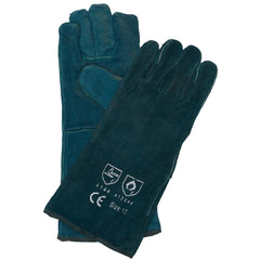 Javlin Green Lined Fully Welted Leather Gloves 20cm Cuff