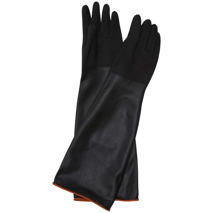 Javlin Black / Orange Shoulder Length Rubber Gloves, Rough Palm, Superior Quality, 350GSM