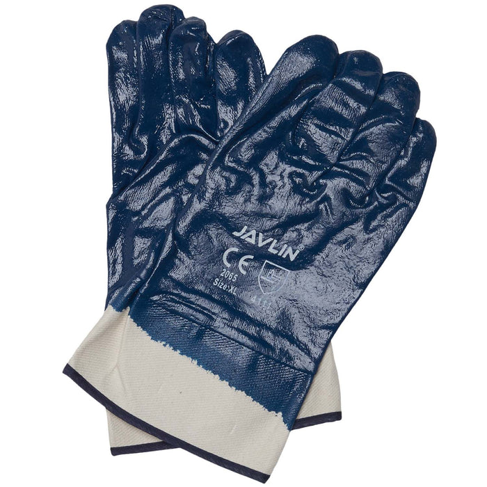 Javlin Blue Nitrile Fully Coated Canvas Cuff Gloves