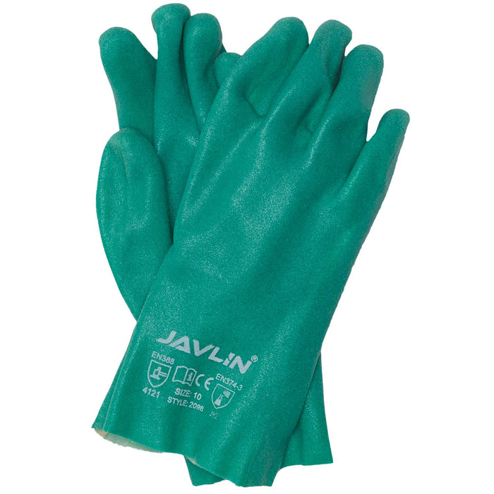 Green PVC Glove with Foam Finish 30cm Gauntlet