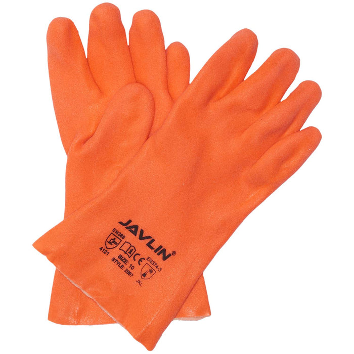 Javlin PVC Fluorescent Orange Foam Finish Gloves