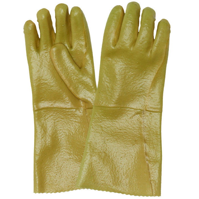 Javlin PVC Elbow Length Hi-Vis Green Smooth Finish Gloves 35cm