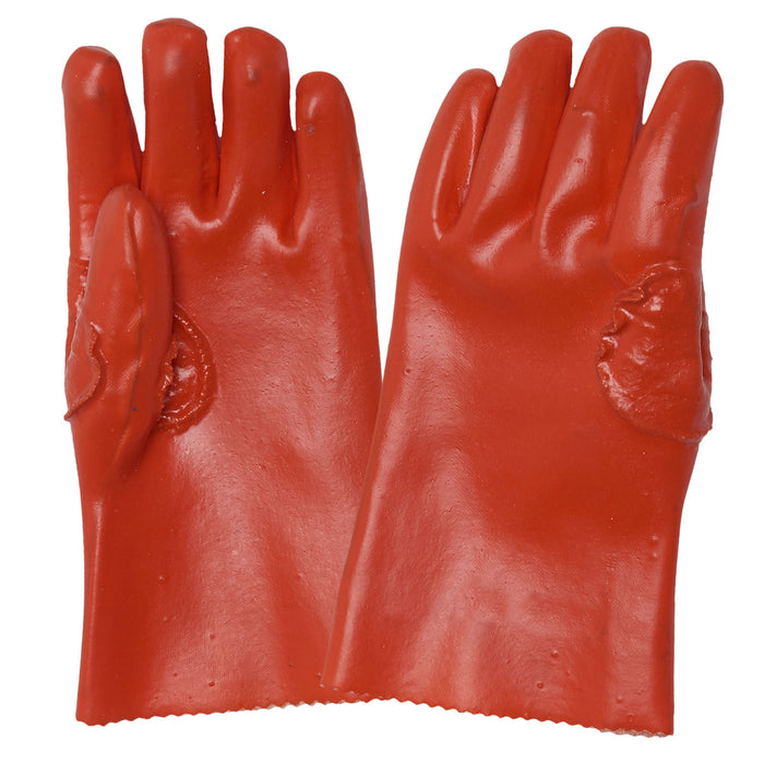 Javlin PVC Hi-Vis Orange Reinforced Safety Cuff Gloves 27cm