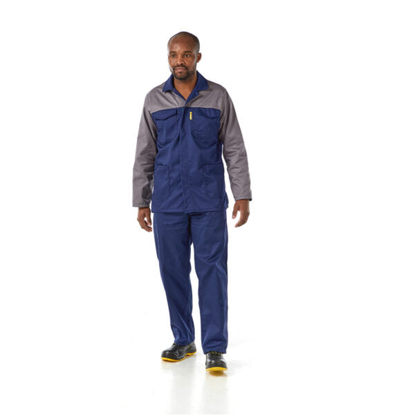 Dromex 6535 Poly Cotton Sans 434 Fit Two Tone Conti Jacket 235gsm -Navy Blue & Grey