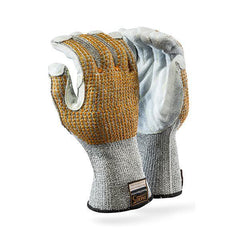 Dromex Seamless Heat & Cut Resistant Gloves -Leather Face & Fingers (with dotted back) - Safety Supplies  Hand Protection - PPE, Workwear, Conti Suits, Zeroflame and Acid, Safety Equipment, SAFETY SUPPLIES - Safety supplies