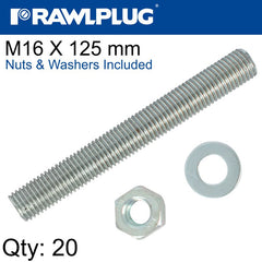 STUD M 16 X 125 X20 PER BOX WITH NUTS AND WASHERS