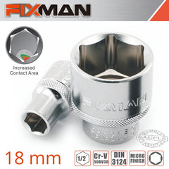 FIXMAN 1/2' DRIVE HEX SOCKET 18MM X 24.8MM