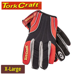 MECHANICS GLOVE X LARGE SYNTHETIC LEATHER REINFORCED PALM SPANDEX RED
