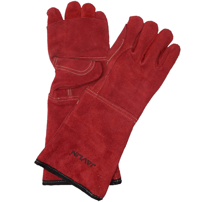 Javlin Superior Quality Red Leather Heat Gloves 20cm Cuff