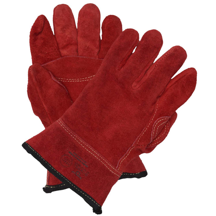 Javlin Superior Quality Lined SABS Pattern Red Leather Welding Gloves 6cm Cuff