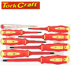8PC SCREWDRIVER & TESTER SET ELECTRICIANS INSULATED VDE