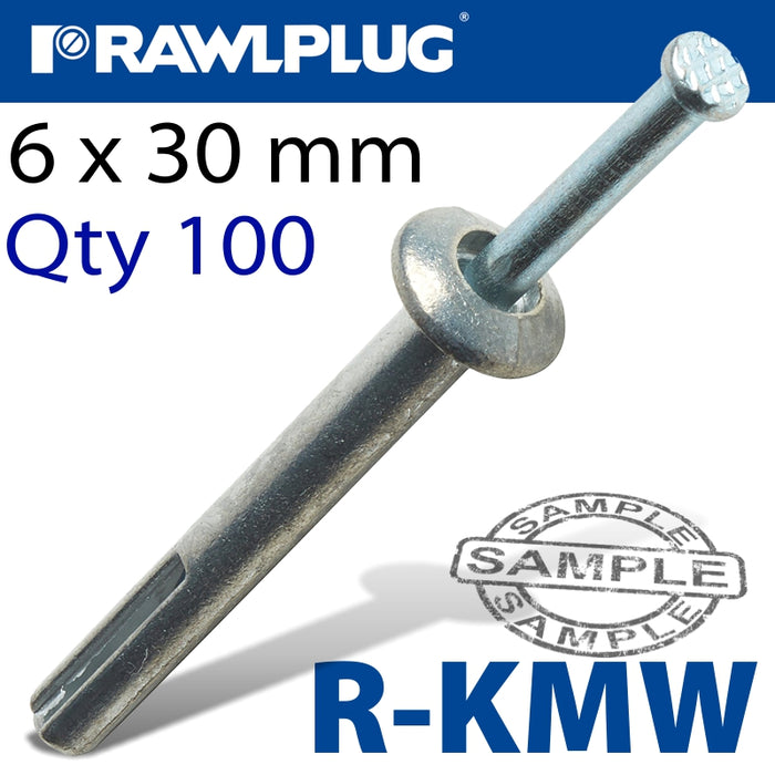 KMW METAL HAMMER FIXING 6X30MM X100 PER BOX