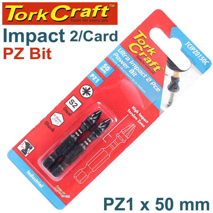 IMPACT POZI.1 X 50MM POWER BIT 2/CARD PZ1