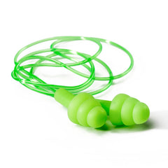 Dromex Re-Usable Mushroom Tri Flange Corded Earplugs - Green