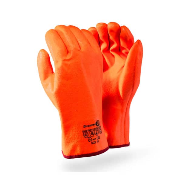 Dromex Freezer Gloves- Textured Grip-Four Layers of Protection-Orange Hi-Visibility