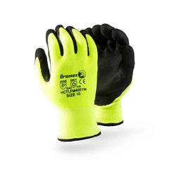 Dromex HI-VIZ Thermal Gloves Seamless Y HI-VIZ Gloves - Black Latex Micro Palm