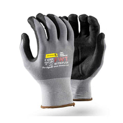 Dromex Nitriflex Black Sanitized Nitrile Palm Coated & on Grey Shell Glove