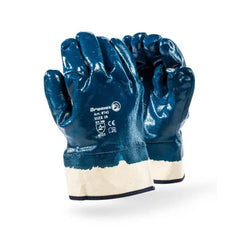 Dromex Blue Nitrile Coated Safety CUFF Gloves - Heavy Duty Durability -Smooth Finish