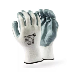 Dromex Nitrolite Grey Nitrile Coated on White Shell Glove