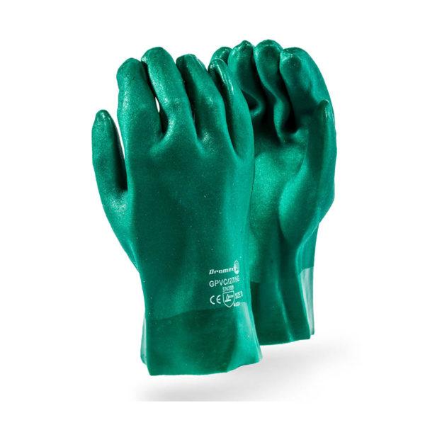 Dromex Green Textured PVC, Open Cuff, 27cm wrist length - Safety Supplies  Gloves - PPE, Workwear, Conti Suits, Zeroflame and Acid, Safety Equipment, SAFETY SUPPLIES - Safety supplies