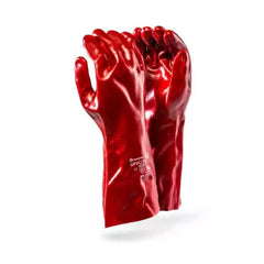DromexStandard Weight Red Pvc Coated Gloves, Interlock Lined, Elbow 35cm
