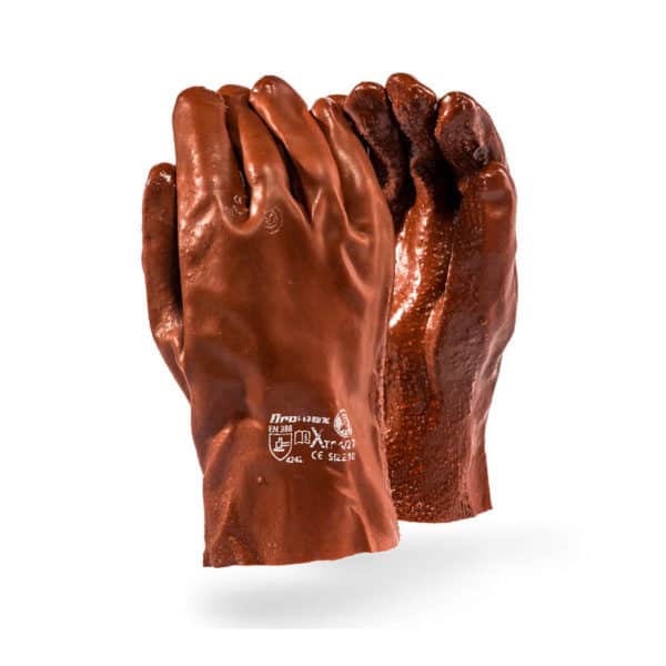Dromex Xtra Brown Rough  PVC Gloves - 27cm Open Cuff