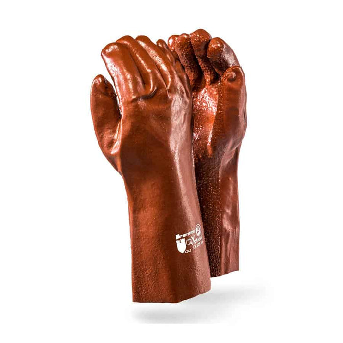 Dromex  XTRA Brown Rough PVC Gloves - 35cm Elbow