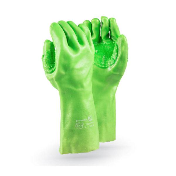 Dromex CRONUS HI-VIS lime PVC gloves, reinforced thumb, Elbow length - Safety Supplies  Gloves - PPE, Workwear, Conti Suits, Zeroflame and Acid, Safety Equipment, SAFETY SUPPLIES - Safety supplies