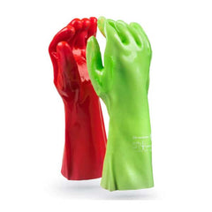 Dromex Cronus Dual Color Red/Green  PVC Gloves with Reinforcing, Elbow Length