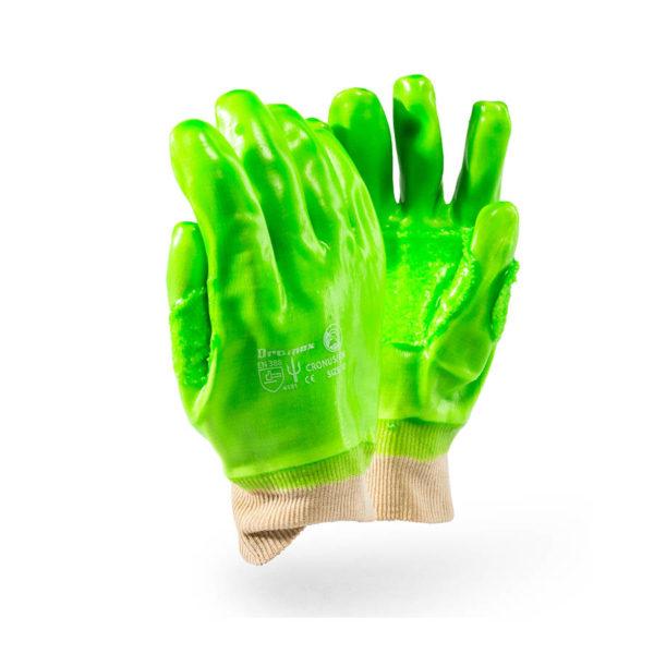 Dromex CRONUS HI-VIS lime PVC gloves, reinforced thumb, and palm knitted wrist - Safety Supplies  Gloves - PPE, Workwear, Conti Suits, Zeroflame and Acid, Safety Equipment, SAFETY SUPPLIES - Safety supplies