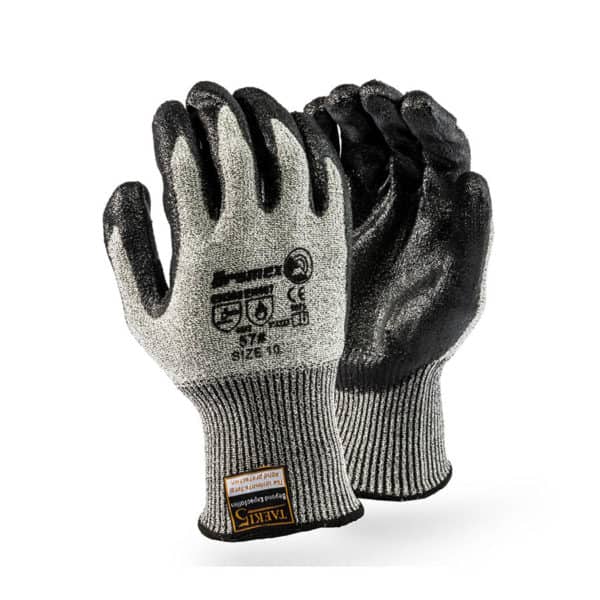 Dromex CUT5 Seamless Liner, Knitwrist with Nitrile Palm Coating Glove