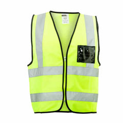 Dromex Lime Reflective Zip 100gsm Vest Sleeveless-Solid Mesh-ID Pouch -EN4