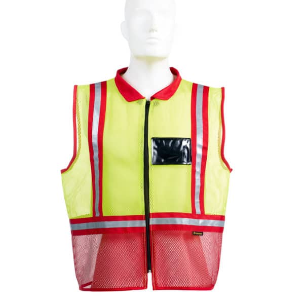 Dromex Yellow/Red Reflective Sleeveless Waist Jacket, LVL3